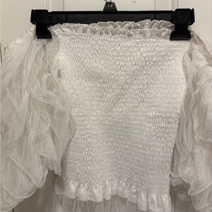 Chic White Smocked Off-Shoulder Top